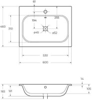 Тумба с раковиной Cezares Eco Cer 60 ручки матовые черные, bianco opaco