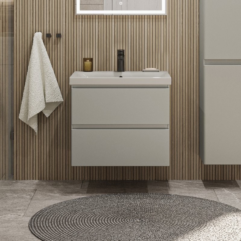 Тумба с раковиной SanStar Riana 50 подвесная, grey, раковина Moduo 50