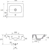 Тумба с раковиной SanStar Riana 50 подвесная, grey, раковина Moduo 50
