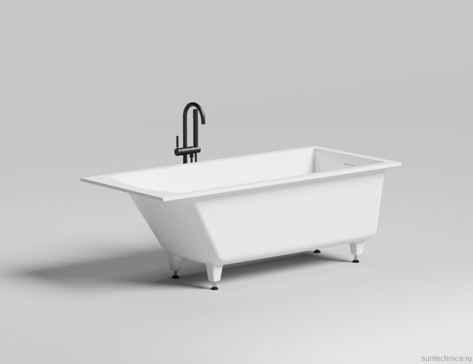 Ванна из искусственного камня Salini Cascata Kit S-Sense 170x70 см, встраиваемая, белая, на ножках, с донным клапаном