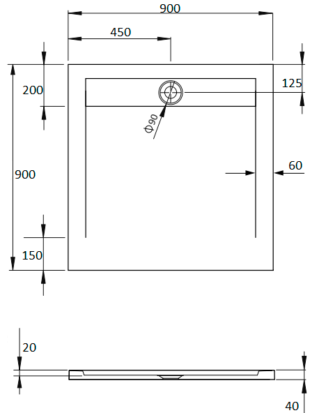 Поддон для душа Radaway Teos C 90x90 white, с сифоном
