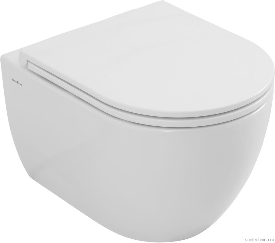 Унитаз подвесной Allen Brau Priority 49х36 см, безободковый, белый глянец