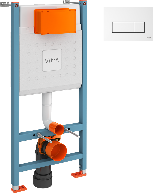 Система инсталляции для унитазов VitrA V-Fix Core 732-5800-01 с кнопкой смыва Root Square 740-2300 белой глянцевой