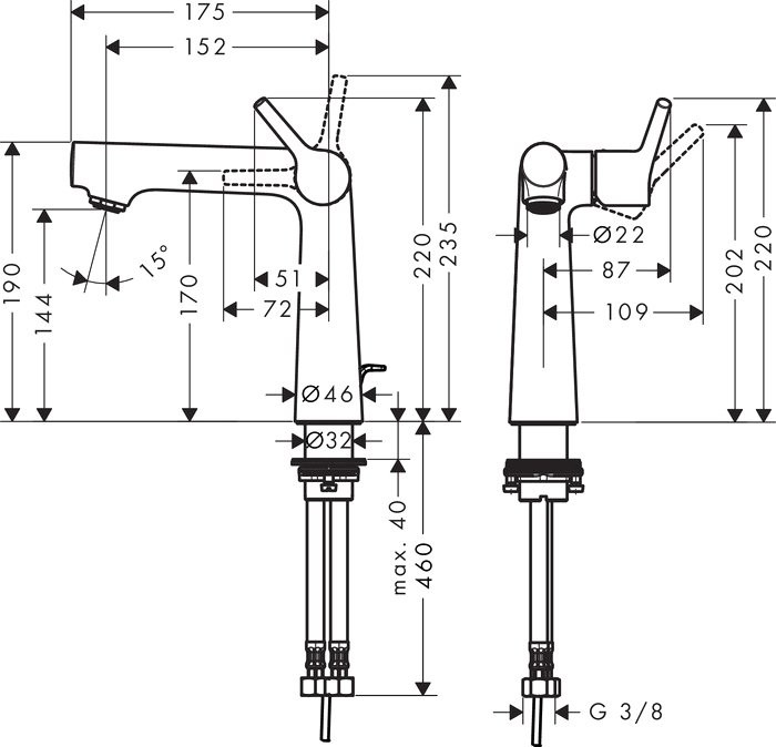 Смеситель для раковины Hansgrohe Talis S 72113000 с донным клапаном