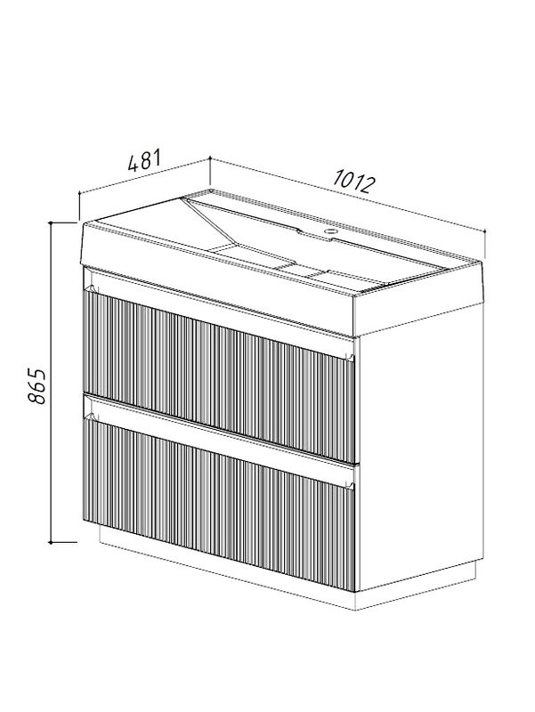 Тумба с раковиной Belux Базель 100 напольная, светлый миндаль матовый