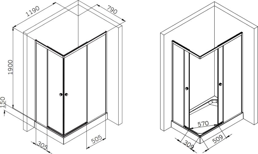 Душевой уголок AM.PM X-Joy W94G-403-120280-BT1K 120х80 см