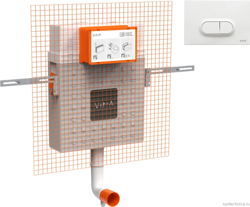 Смывной бачок скрытого монтажа VitrA V12 762-1740-01 + Кнопка смыва VitrA Loop 740-0500 белый глянец