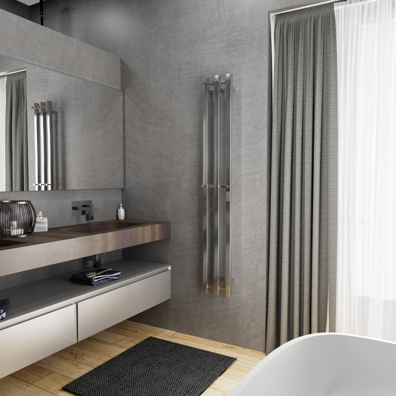 Полотенцесушитель электрический Bauedge Stella Square R 12х160, нержавеющая сталь полированная