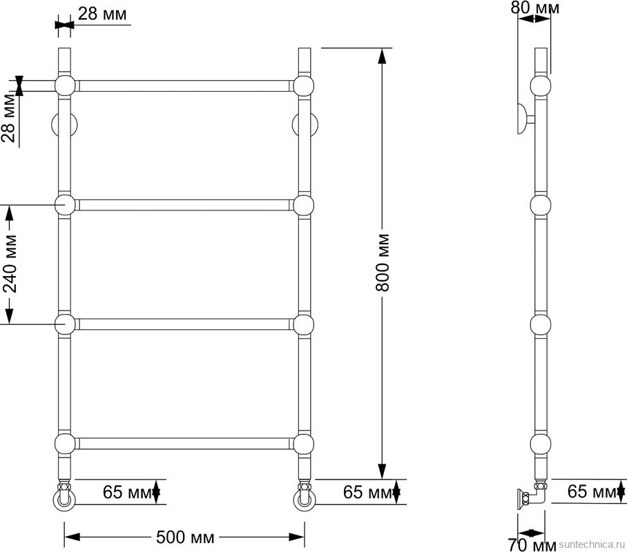 Полотенцесушитель водяной Secado Флоренция 1 85x55 см, бронза, лесенка, латунь