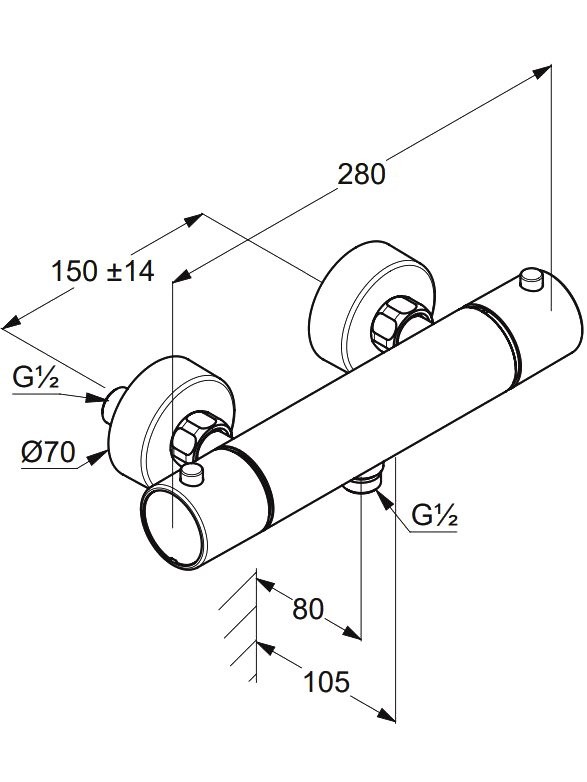 Термостатический смеситель Kludi Objekta 35200N238 для душа, оружейная сталь PVD