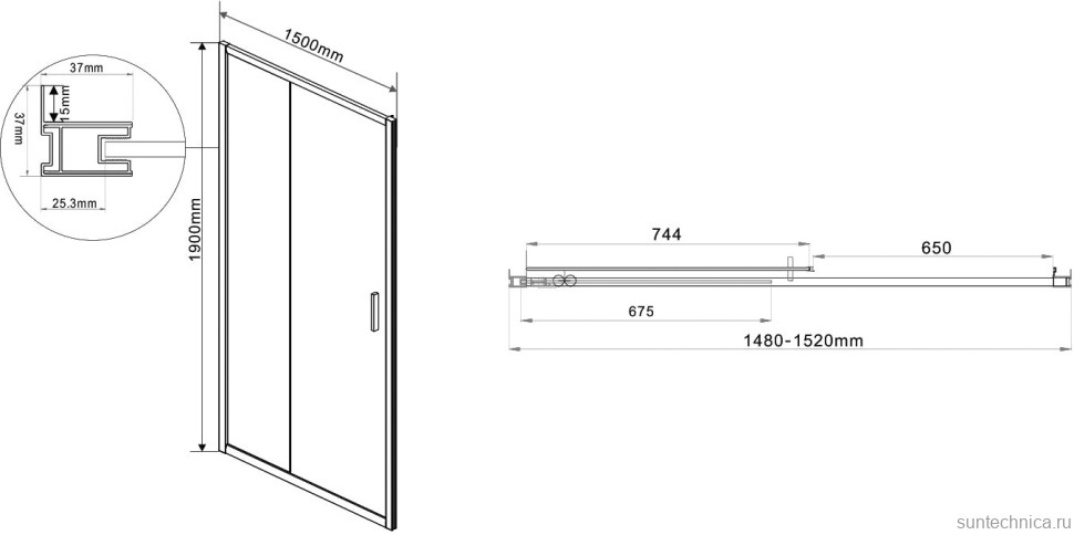 Душевой уголок Vincea Garda VSR-1G9015CH 150x100 см, профиль хром, стекло шиншилла