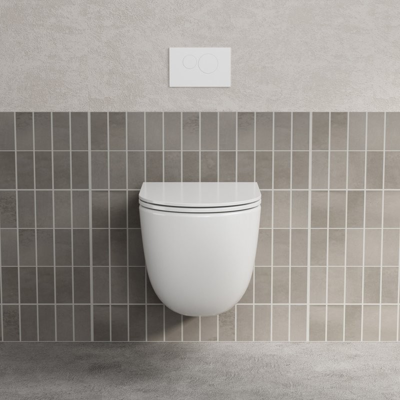 Унитаз подвесной Abber Bequem AC1131TC безободковый, с микролифтом, с закрытым дном, белый