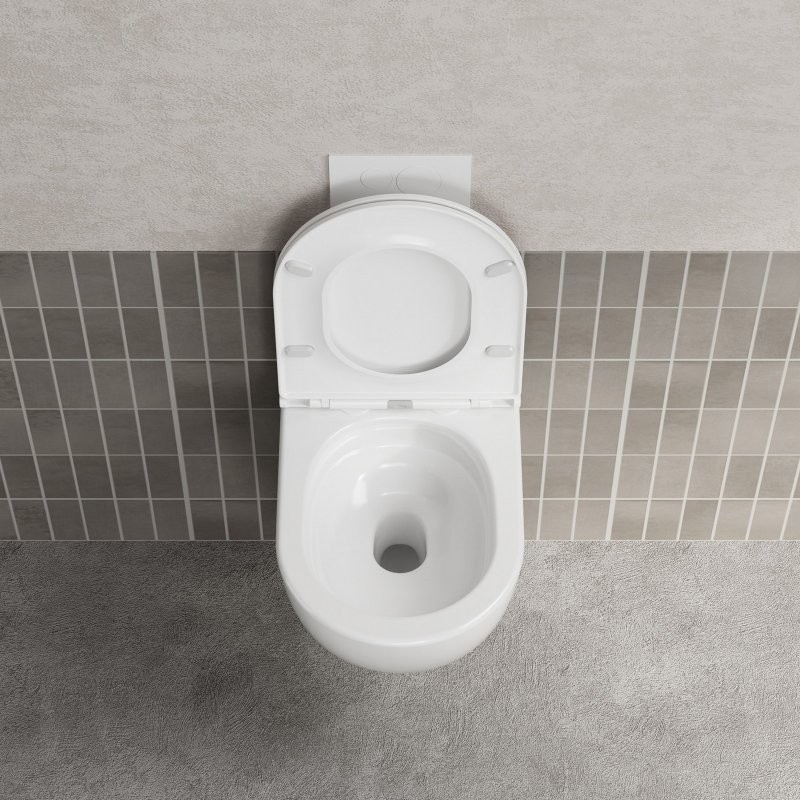 Унитаз подвесной Abber Bequem AC1131TC безободковый, с микролифтом, с закрытым дном, белый