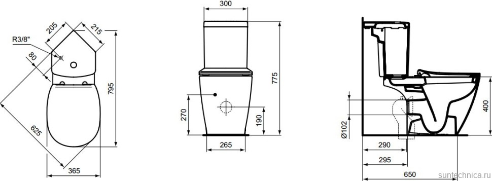 Унитаз-компакт напольный Ideal Standard Connect Arc E803601 угловой