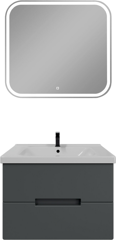 Мебель для ванной комнаты SanStar Noche 80 подвесная, графит софт, раковина Гармония