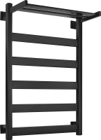 Полотенцесушитель электрический Secado Комано 1 СП 85x55 см, подключение справа, матовый черный, лесенка, с полкой