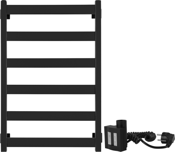 Полотенцесушитель электрический Secado Комано 1 , 85x55 см, подключение справа, матовый черный, лесенка