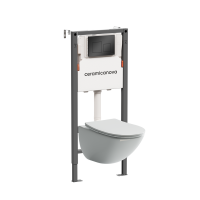 Комплект Ceramicanova Унитаз подвесной Mono CN1905 безободковый, с микролифтом + Инсталляция Balance CN121002MB с кнопкой Square матовой черной