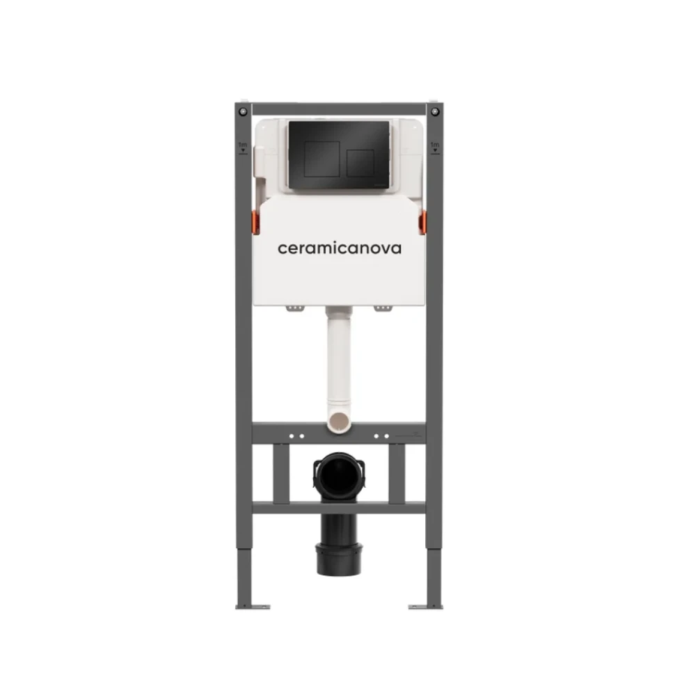 Комплект Ceramicanova Унитаз подвесной Mono CN1905 безободковый, с микролифтом + Инсталляция Balance CN121002MB с кнопкой Square матовой черной