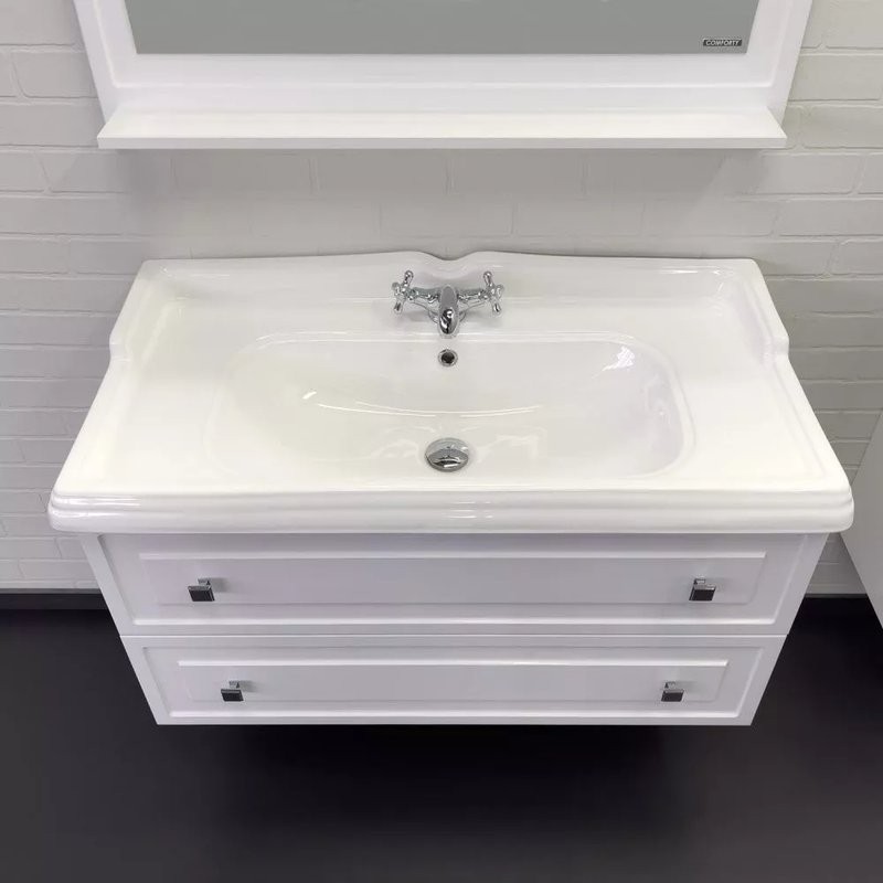 Мебель для ванной комнаты Comforty Феррара 100 подвесная, белый глянец