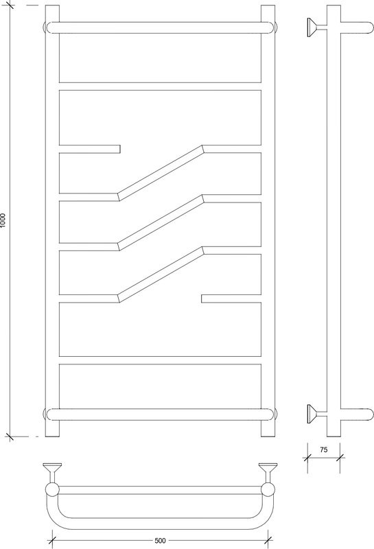Полотенцесушитель водяной Secado Риволи СП 100x55 см, глянцевый хром, лесенка, с полкой