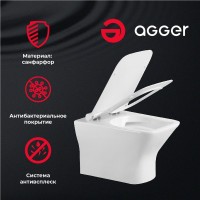Унитаз подвесной Agger AT02100 безободковый, с микролифтом