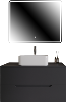 Мебель для ванной комнаты Orange Line 100 подвесная, 2 ящика, матовый графит с раковиной B02-460W