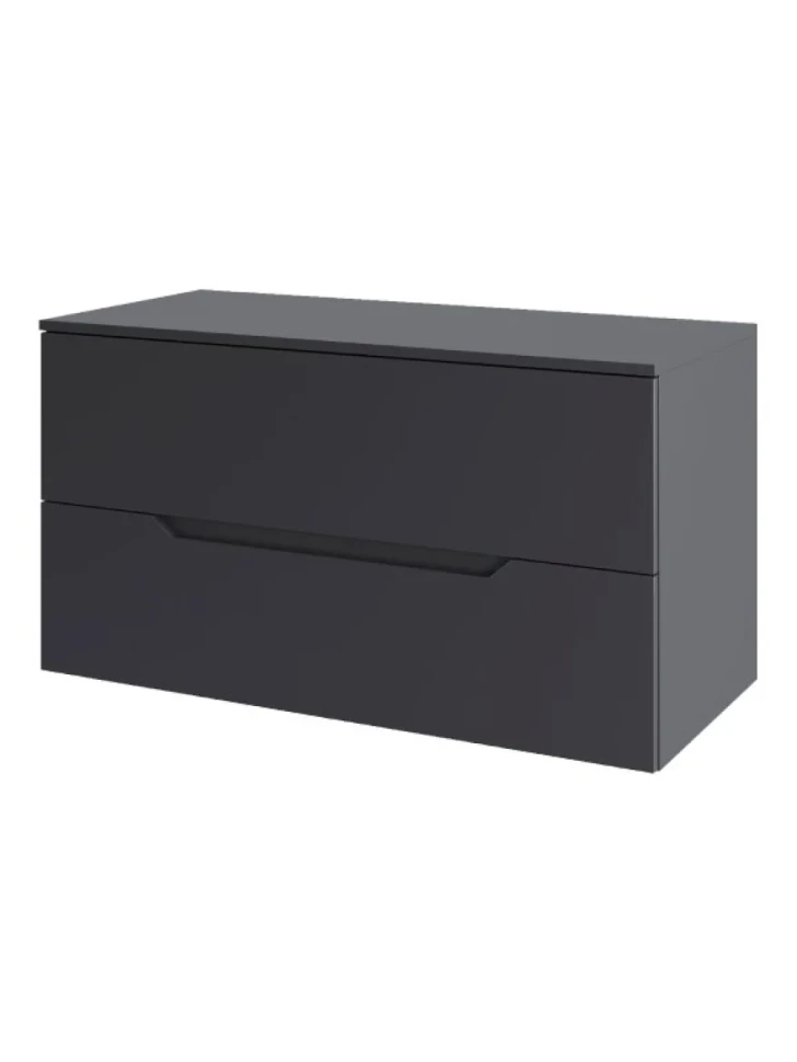 Мебель для ванной комнаты Orange Line 100 подвесная, 2 ящика, матовый графит с раковиной B02-460W