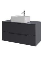 Мебель для ванной комнаты Orange Line 100 подвесная, 2 ящика, матовый графит с раковиной B02-460W
