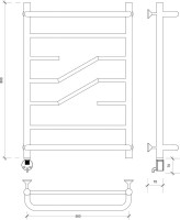 Полотенцесушитель электрический Secado Риволи СП 85x55 см, подключение слева, глянцевый хром, лесенка