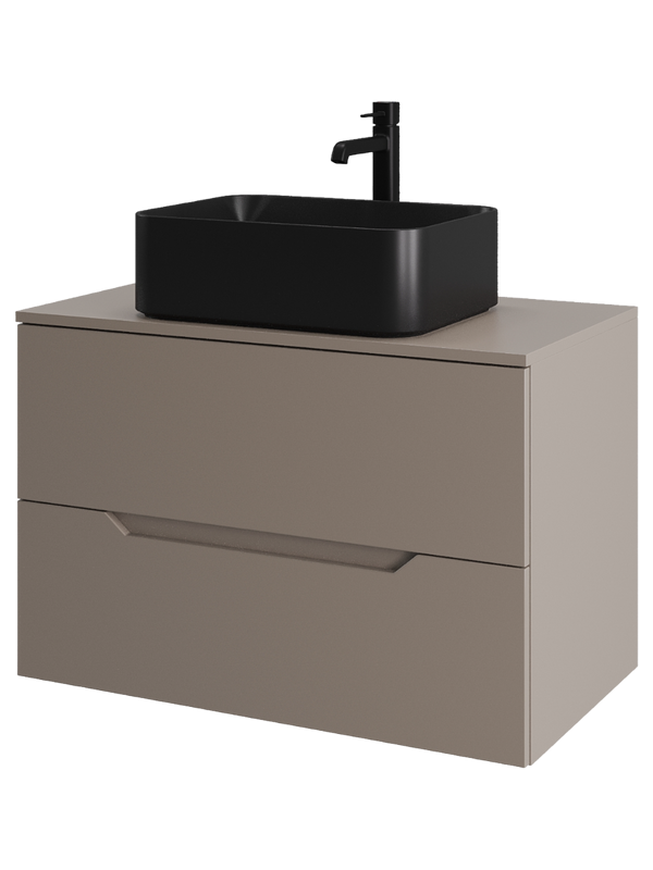 Тумба с раковиной Orange Line 80 подвесная, 2 ящика, матовый латте с раковиной B02-460MB