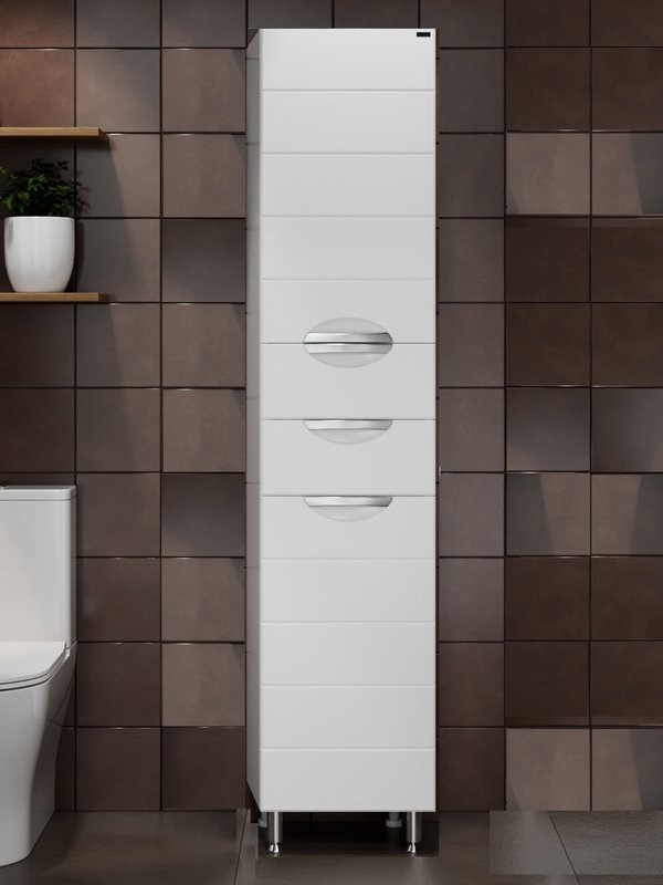 Шкаф-пенал для ванной СаНта Родос 40 с бельевой корзиной