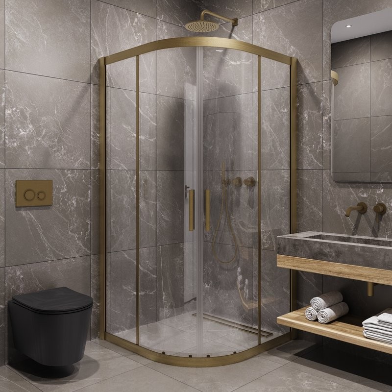 Душевой уголок Timo TPSS-100/17C-8 100x100 см, профиль матовое золото, стекло прозрачное