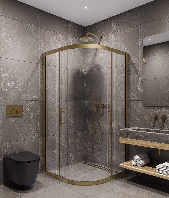 Душевой уголок Timo TPSS-100/17C-8 100x100 см, профиль матовое золото, стекло прозрачное