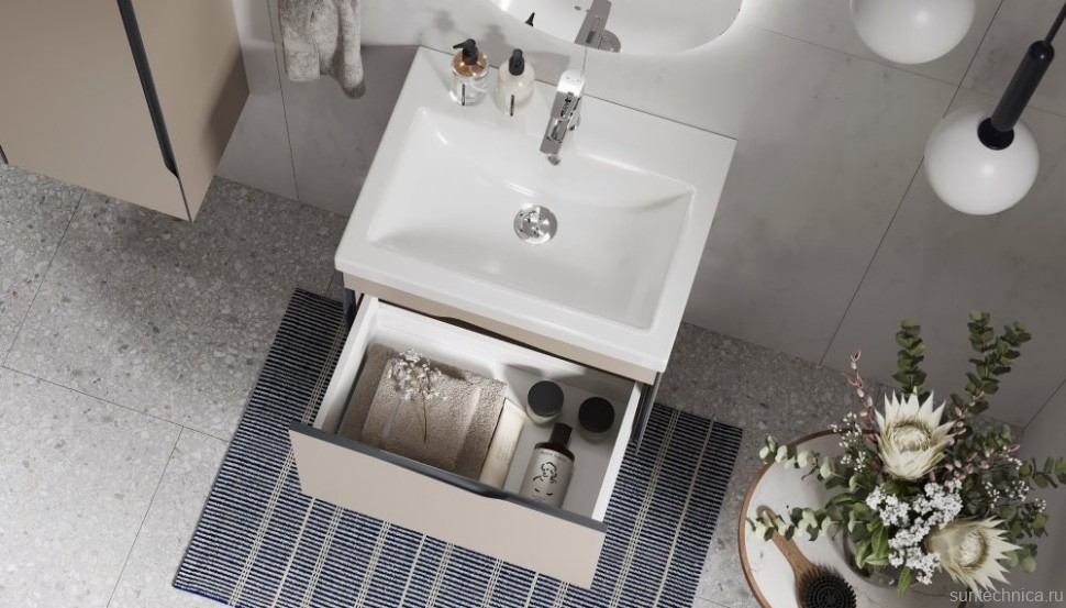 Мебель для ванной комнаты Velvex Krona 60 серый камень