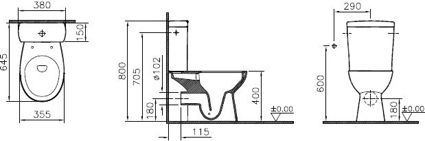 Унитаз-компакт напольный VitrA S10 9822B003-7204 с микролифтом