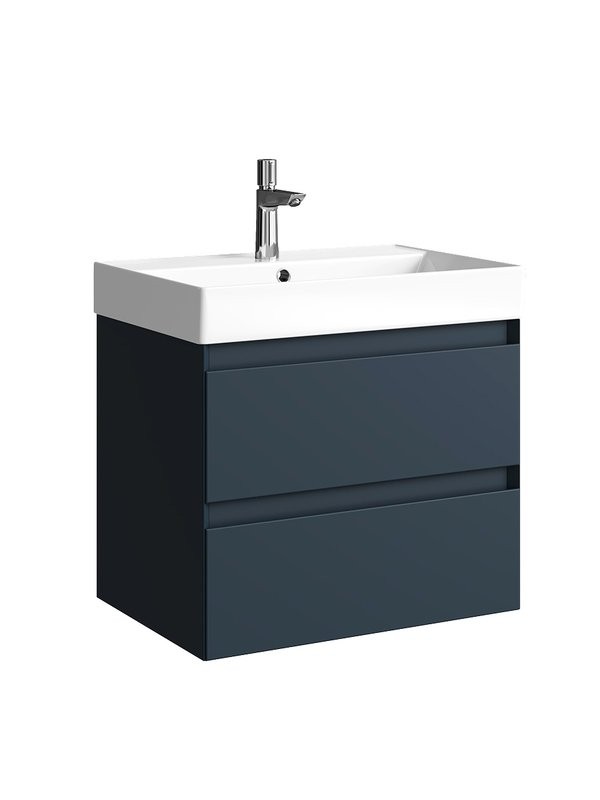 Тумба с раковиной Aqwella 5 stars Geometria 65 подвесная, 2 ящика, серая