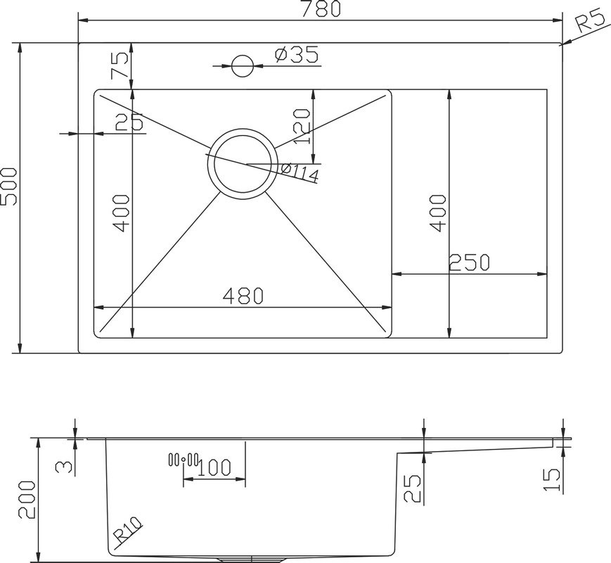 Мойка кухонная Mixline Pro 551877 L сатин