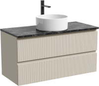 Тумба с раковиной Sancos Snob T 100 см, beige soft, столешница черный мрамор, раковина CN6032
