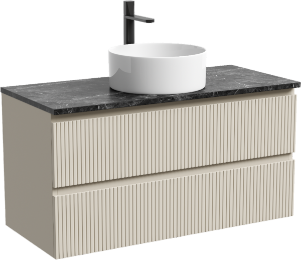 Тумба с раковиной Sancos Snob T 100 см, beige soft, столешница черный мрамор, раковина CN6032