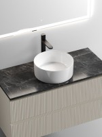 Тумба с раковиной Sancos Snob T 100 см, beige soft, столешница черный мрамор, раковина CN6032