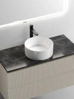 Тумба с раковиной Sancos Snob T 100 см, beige soft, столешница черный мрамор, раковина CN6032