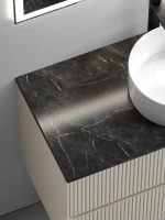 Тумба с раковиной Sancos Snob T 100 см, beige soft, столешница черный мрамор, раковина CN6032
