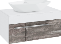 Тумба с раковиной Runo Вудлайн 85 подвесная, железный камень, раковина Poligono 65