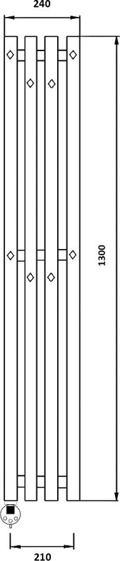 Полотенцесушитель электрический Secado Сандриго 4К 1300/210 130x25 см, подключение слева, графит, I-образный