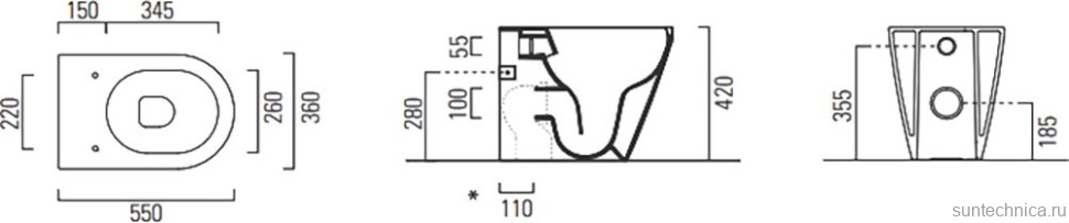 Унитаз приставной напольный GSI Kube X 941011 безободковая, с микролифтом