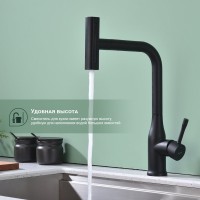 Смеситель для кухни с мультифункциональным изливом Splenka S206.49.06, черный