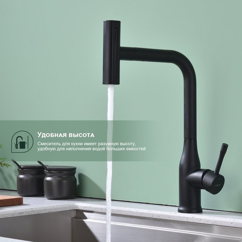 Смеситель для кухни с мультифункциональным изливом Splenka S206.49.06, черный