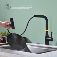Смеситель для кухни с мультифункциональным изливом Splenka S206.49.06, черный