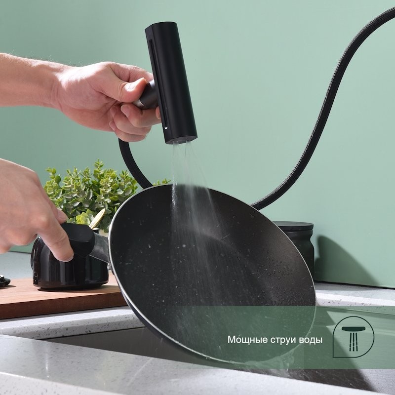 Смеситель для кухни с мультифункциональным изливом Splenka S206.49.06, черный